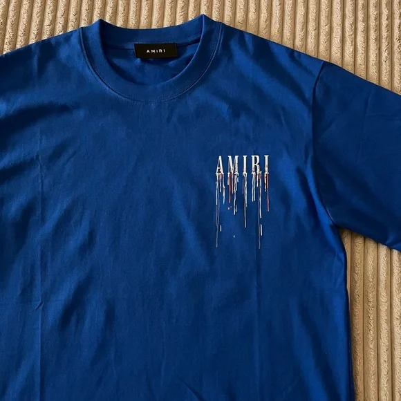 AMIRI Blue Short Sleeve Tee with Logo - Picture 3 of 6